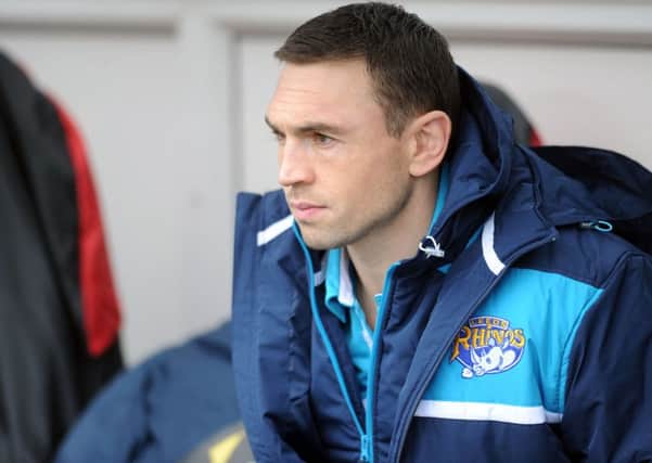 Kevin Sinfield watching Castleford Tigers v Leeds Rhinos from the bench. (Picture: Steve Riding).
