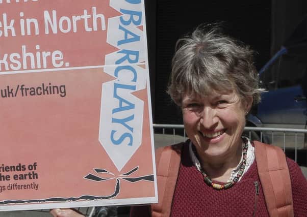 Monica Gripaios, from Ryedale, challenged the board of Barclays at its AGM over plans to frack at 19 wells across the district.