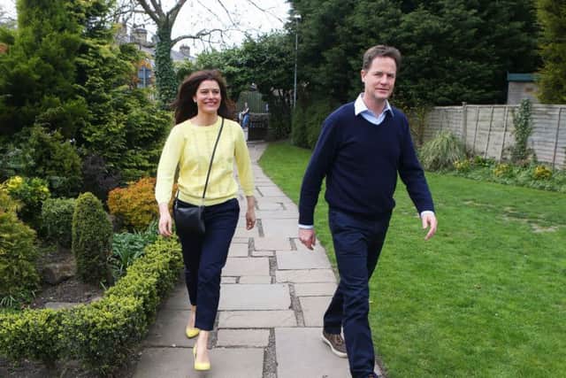 Nick Clegg is joined by his wife Miriam Gonzalez Durantez as he campaigns at The Devonshire Arms in Sheffield.