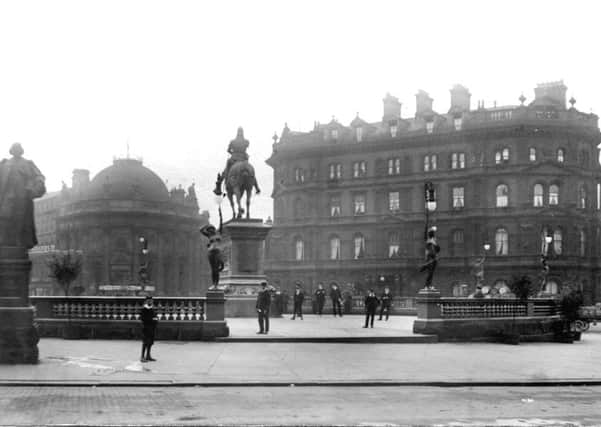 Leeds City Square with the old Queens Hotel on the right