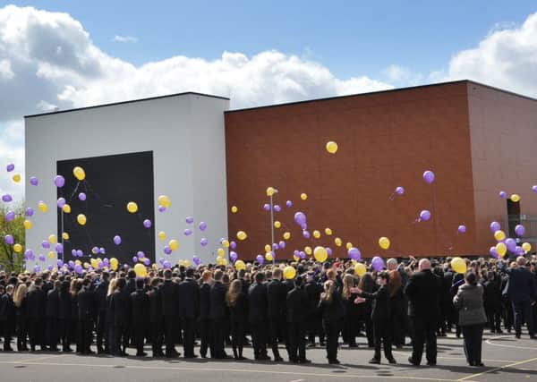 The balloon release in memory of Ann Maguire at Corpus Christi Catholic College. Picture: Leeds City Council