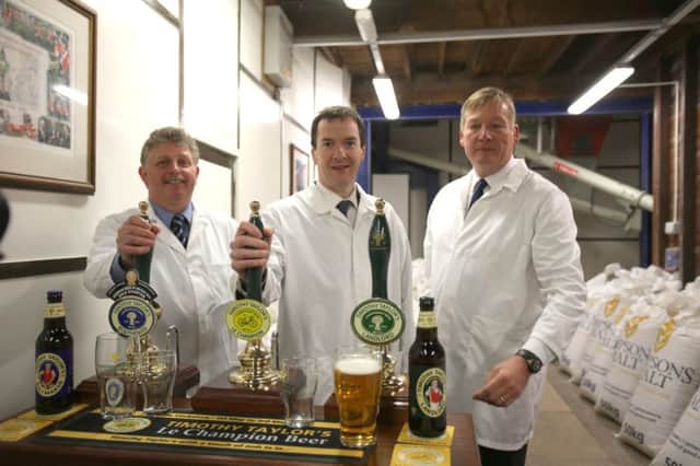 Chancellor George Osborne on the campaign trail at the Timothy Taylor Brewery in Keighley. Picture: Ross Parry Agency