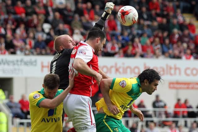 Rotherham United captain Craig Morgan adds weight to the attack against Norwich (Picture: Jim Brailsford).