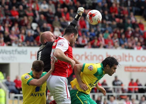 Rotherham United captain Craig Morgan adds weight to the attack against Norwich (Picture: Jim Brailsford).