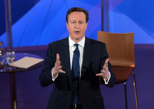 Prime Minister David Cameron takes part in a BBC Question Time programme at Leeds Town Hall
