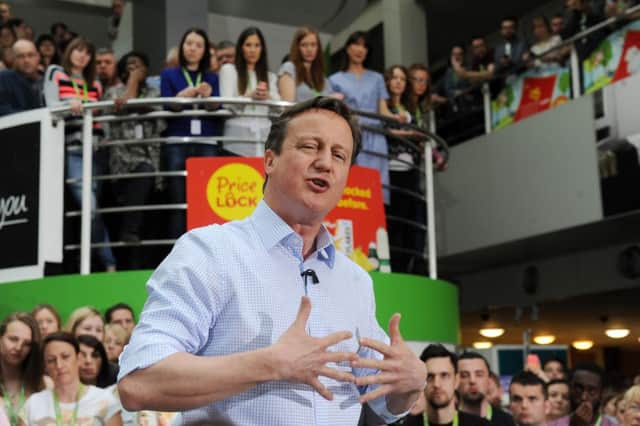 David Cameron speaks to Asda workers in Leeds today