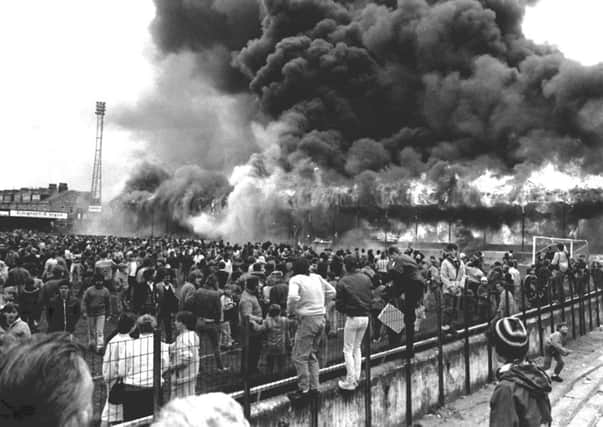 The fire at Bradford's Valley Parade football ground in 1985.