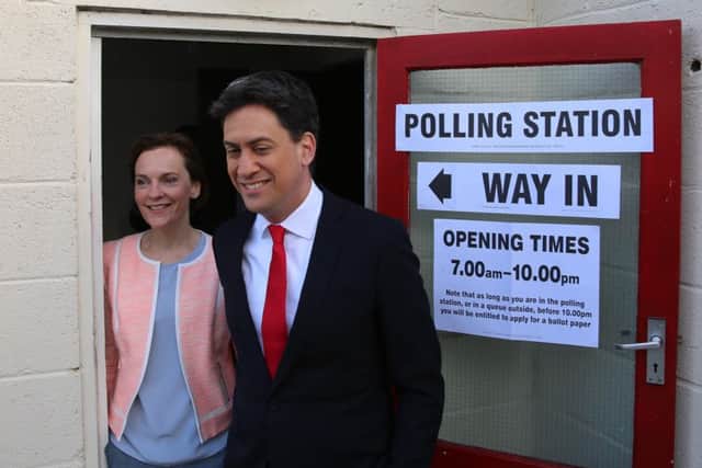 Ed Miliband at the polling station in Sutton, Doncaster