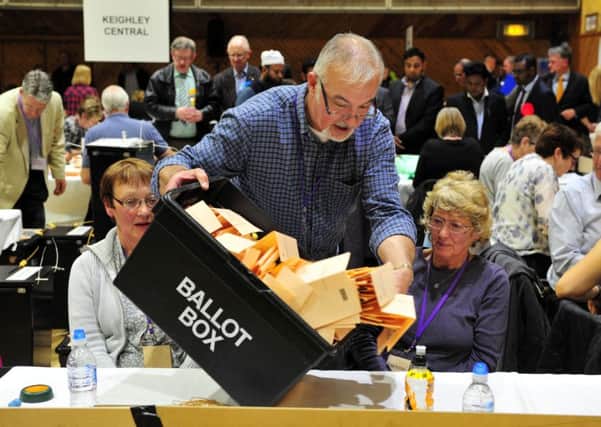 The election count for Shipley and Keighley at Keighley Leisure Centre. Picture by Tony Johnson