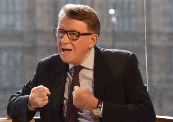 Lord Mandelson appearing on BBC One's The Andrew Marr Show.