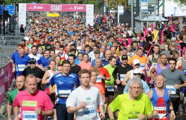 Runners at the start of the Plusnet Leeds Half Marathon.                  Picture by Simon Hulme.
