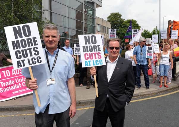 Members of UNISON, the GMB and UCU demonstrated last year at Leeds City College against budget cuts.
