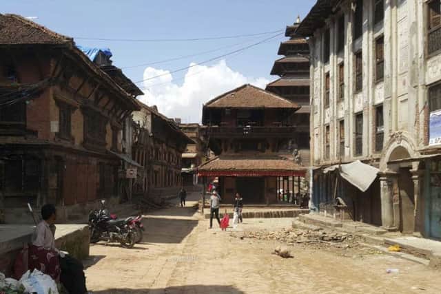 The scene after another earthquake in Bhaktapur, Nepal