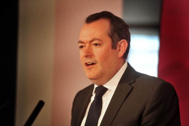 7 April 2015 .......    Michael Dugher, at the launch of Labour's local government campaign at The Tetley Gallery, Hunslet Road, Leeds.TJ100785j Picture Tony Johnson