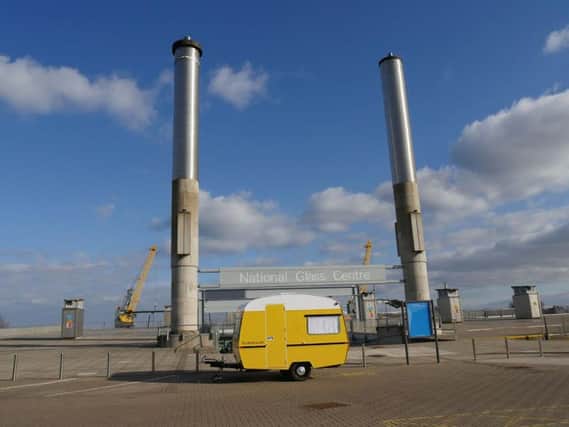 Prior to coming to Bradford, the caravan went on tour in Sunderland and is pictured here outside the National Glass Centre.