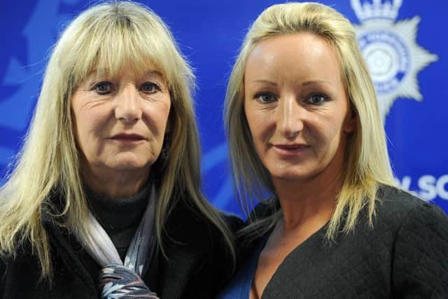 Ben Needham's mother Kerry and grandmother Christine at a press conference in Sheffield following their appeal on Greek television.