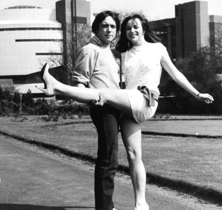 British duo Bardo outside the 

Harrogate Conference Centre in 1982
