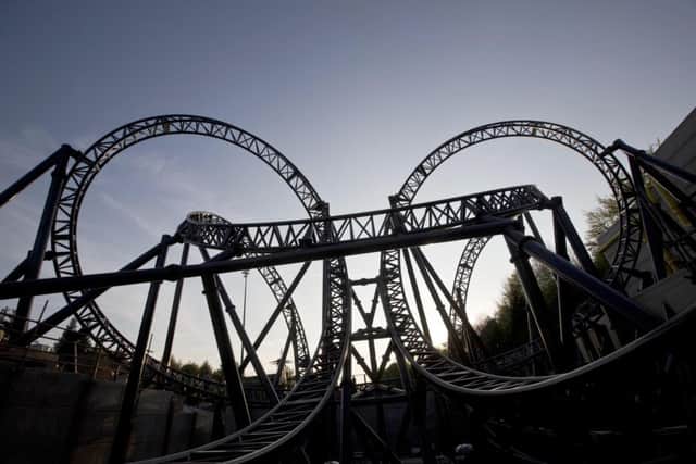 Picture the Twitter feed of @_ben_jamming of Alton Towers amusement park's Smiler rollercoaster after four people were seriously injured in a collision between two carriages.