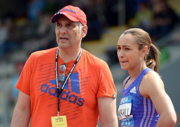 Great Britain's Jessica Ennis-Hill with her coach Toni Minichiello during day one of the Hypo-Meeting at the Mosle Stadion, Gotzis, Austria. (Picture: Adam Davy/PA Wire)