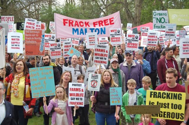 Hundereds of anti-fracking protesters gathered in Malton in April.