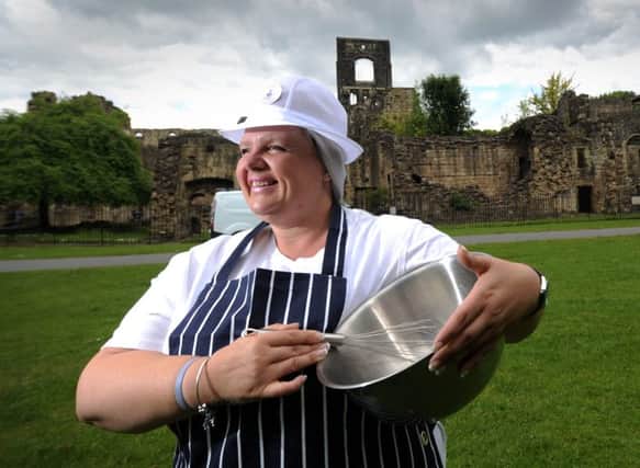 Lottery Winner Trish Emson from Rotherham, at the Kirkstall Abbey gathering in Leeds. Picture by Simon Hulme