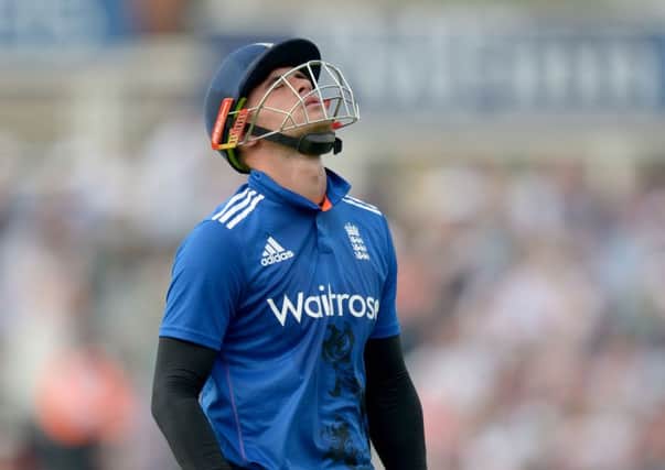 England's Alex Hales reacts after being caught out for 54 in the ODI defeat to New Zealand.