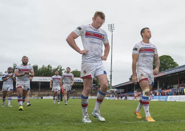 Matt Ryan & Tim Smith of Wakefield's dejection is clear as they lose to Salford.