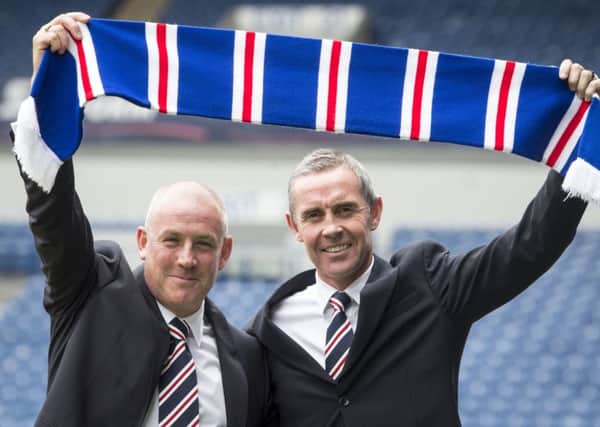 New Rangers Manger Mark Warburton (left) and Assistant Manager David Weir are unveiled at Ibrox stadium