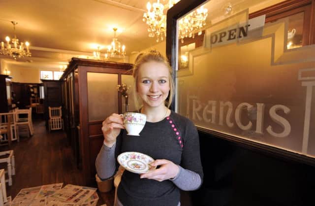 19 year old Rosalind Pilgrim, a waitress at the Francis Tea Rooms