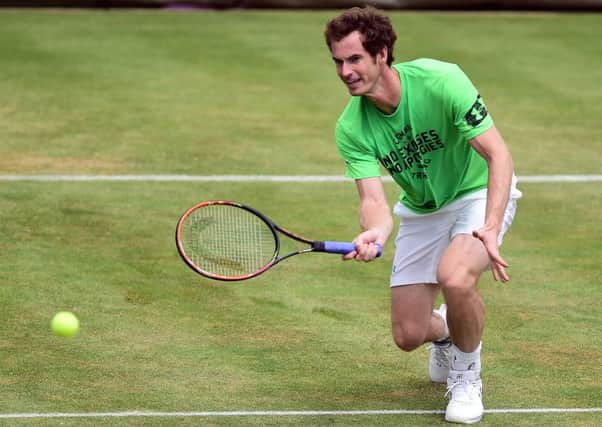 Andy Murray in practice at Queen's Club yesterday. Picture: Adam Davy/PA