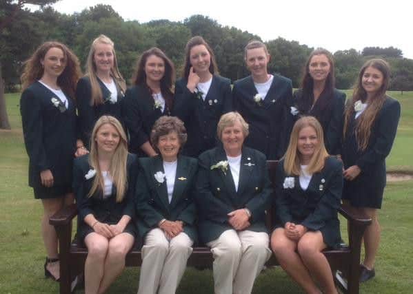 Yorkshire's Northern Counties Match Week squad, who are led by captain Jean Waring, second left on front row, pictured at Sandiway GC on the eve of competition.