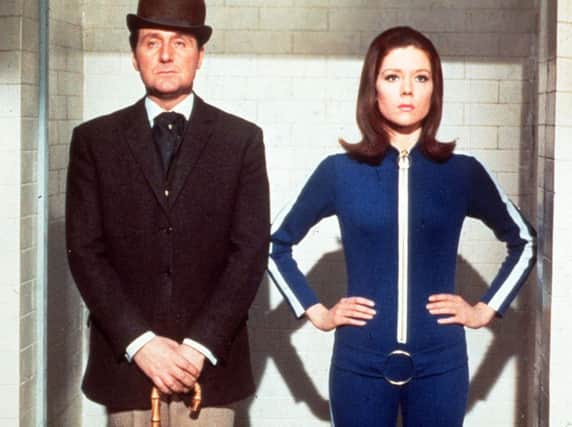 Patrick Macnee as John Steed and Diana Rigg as Emma Peel in the 1960s hit TV show The Avengers.