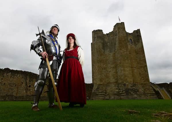 Knight Sir Henry Beaufort (Kevin Morley) at Conisbrough Castle which is celebrating a year since its relaunch.  Pic: Scott Merrylees SM1008/79b