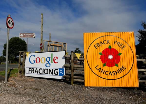 Anti-fracking signs in the village of Little Plumpton, Lancashire