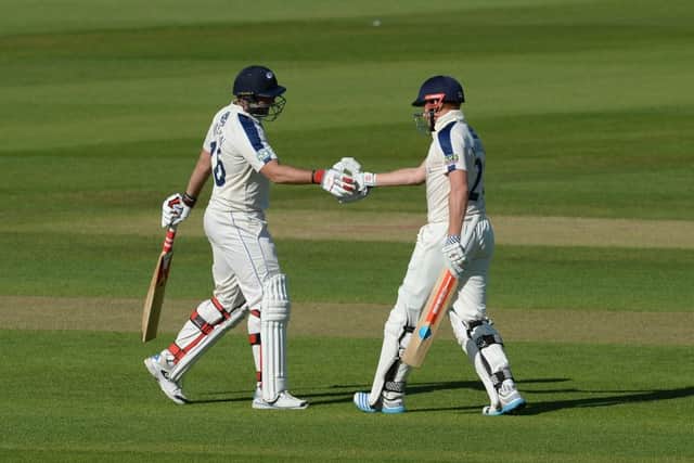 IN CONTROL: Yorkshire's Jonny Bairstow, right, with Tim Bresnan. Picture: Anna Gowthorpe