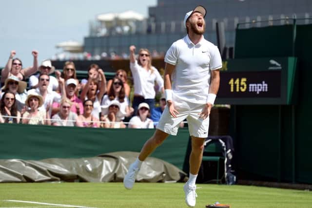 Liam Broady celebrates victory over Marinko Matosevic at Wimbledon yesterday (Picture: Adam Davy/PA Wire).