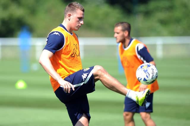 New Leeds United signing Chris Wood is pictured in training at Thorp Arch. (Picture: by Simon Hulme)