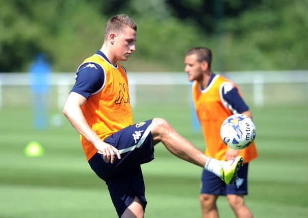 New Leeds United signing Chris Wood is pictured in training at Thorp Arch. (Picture: by Simon Hulme)