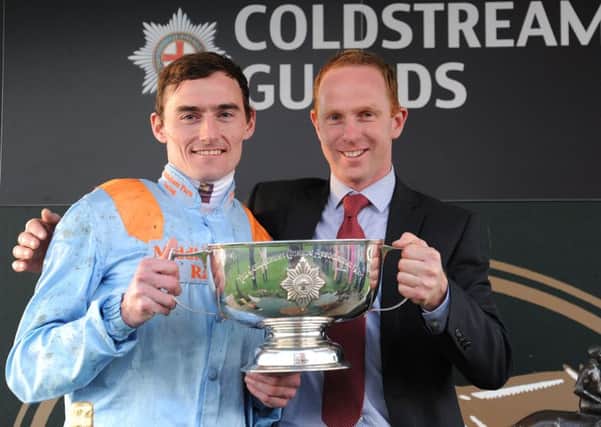 Columnist Daniel Tudhope celebrates his 100th winner and David O'Meara celebrates being the most successful trainer at York Racecourse this season after winning the Coldstream Guards Association Cup at York Racecourse.