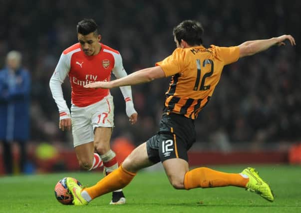 Harry Maguire, on a rare appearance for Hull City last season, during an FA Cup tie at Arsenal. (Picture: Daniel Hambury/PA Wire).