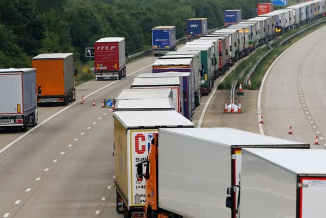 Lorries continue to be parked on the M20 in Ashford, Kent.