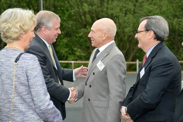 The Duke of York meets Sir Patrick Stewart at a Huddersfield University event.