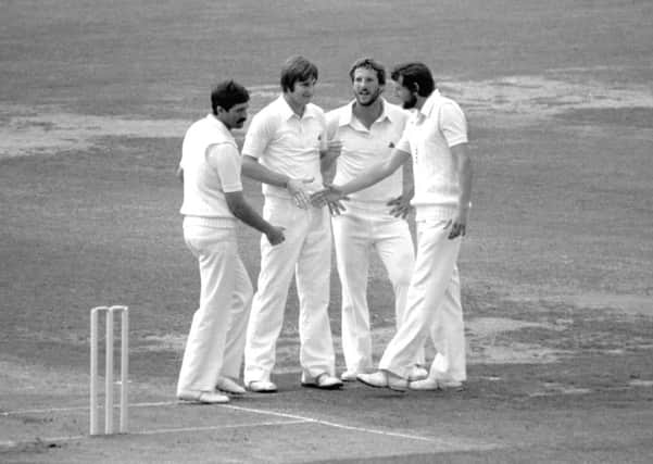 ON YOUR WAY: Chris Old, second left, is congratulated after dismissing Bruce Laird in the Centenary Test at Lords in 1980.