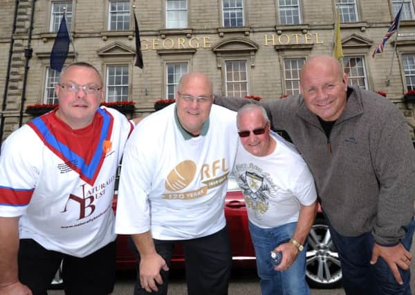 RL Founders Walk, at the George Hotel, Huddersfield. Pictured from the left are Gary Schofield, RFL Chief Executive Nigel Wood, Alex Murphy and Adam Fogerty. (Picture: Simon Hulme)