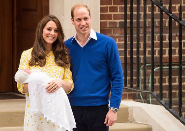 Duke and Duchess of Cambridge and the newborn Princess Charlotte,