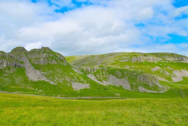 Limestone country: Warrendale Knotts (left) and Attermire Scar, above Settle.