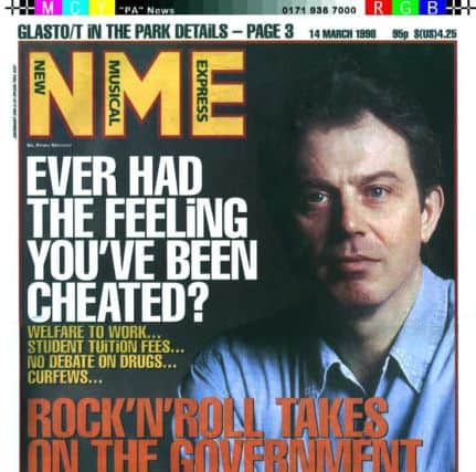 Prime Minister Tony Blair on the front cover of the March 14th 1998 edition of NME