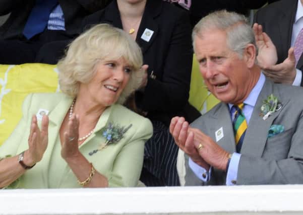 Prince Charles and The Duchess of Cornwall in the Presidents box  at  the  Great Yorkshire Showground in 2011.