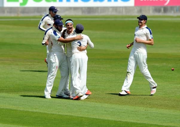 UNSTOPPABLE? 
Yorkshire's Jack Brooks celebrates taking Durham's final wicket to seal victory earlier this month.
 Picture: Jonathan Gawthorpe.