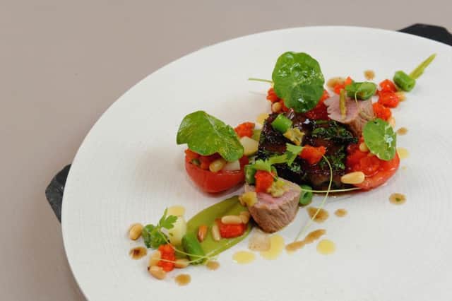 Lamb, tomatoes and basil  at The Park Restaurant  at Marmadukes Town House Hotel in York.